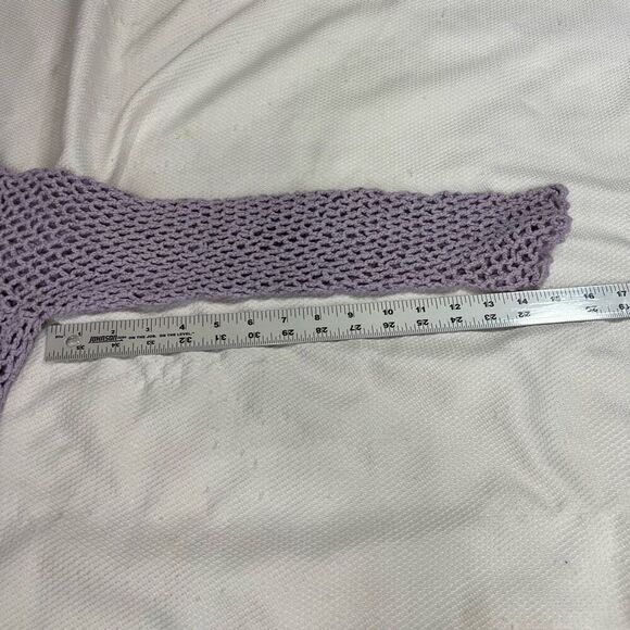 Modern Soul Lavender Loose Crochet Knit Button Up Cardigan Y2k - Picture 6 of 7